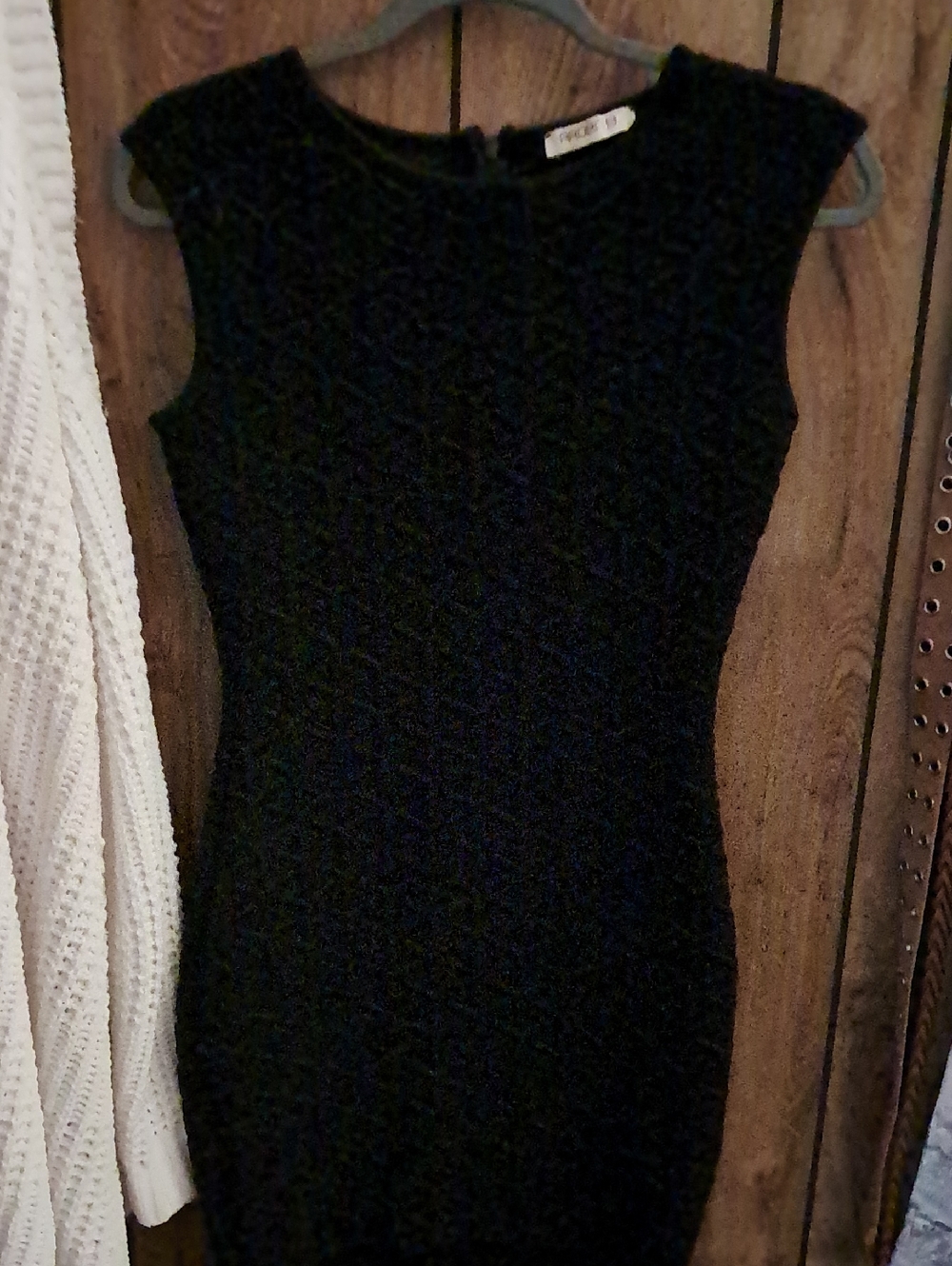 Classic Black Sleeveless Knit Bodycon Dress, Great For Work Or Play.
